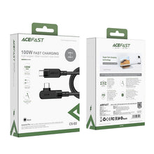 Заредете изображение във визуализатора на галерията – Acefast angled cable USB Type C - USB Type C 2m, 100W (20V / 5A) black (C5-03 Black) - TopMag
