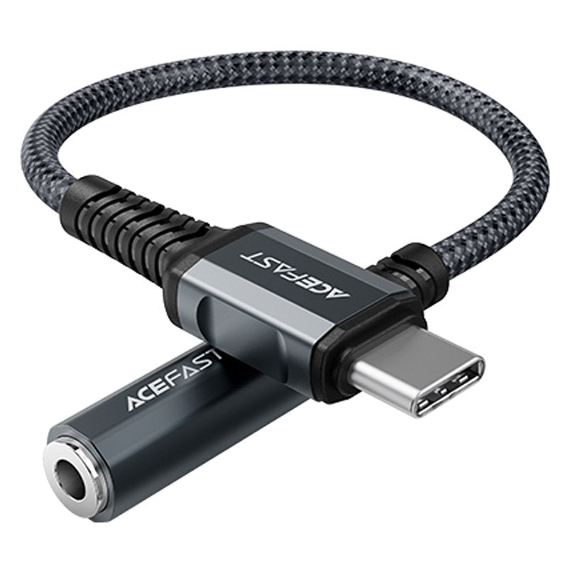 Acefast USB Type C audio cable - 3.5mm mini jack (female) 18cm, DAC, AUX gray (C1-07 deep space gray) - TopMag