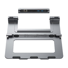Заредете изображение във визуализатора на галерията – Acefast HUB multifunctional USB Type C laptop stand - 2x USB 3.2 Gen 1 (3.0, 3.1 Gen 1) / TF, SD / HDMI 4K @ 60Hz / RJ45 1Gbps / PD 3.0 100W (20V / 5A) gray (E5 space gray) - TopMag
