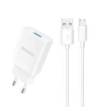 Заредете изображение във визуализатора на галерията – Dudao USB wall charger QC3.0 12W white + Lightning cable 1m (A3EU) - TopMag
