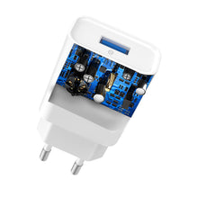 Заредете изображение във визуализатора на галерията – Dudao USB wall charger QC3.0 12W white + Lightning cable 1m (A3EU) - TopMag
