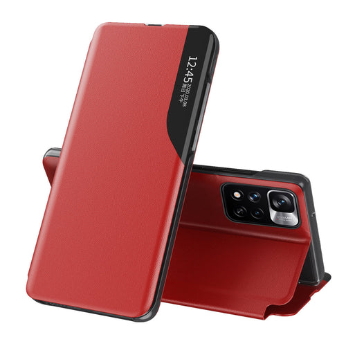 Eco Leather View Case Elegant Flip Cover with Stand Function Poco M4 Pro 5G Red - TopMag