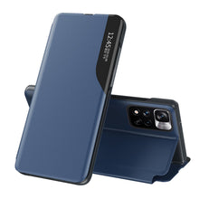 Заредете изображение във визуализатора на галерията – Eco Leather View Case Elegant Flip Cover with Stand Function Poco M4 Pro 5G Blue - TopMag
