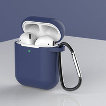 Заредете изображение във визуализатора на галерията – Case for AirPods 2 / AirPods 1 silicone soft case for headphones + keychain carabiner pendant blue (case D) - TopMag
