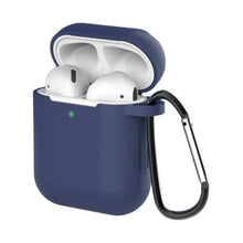 Заредете изображение във визуализатора на галерията – Case for AirPods 2 / AirPods 1 silicone soft case for headphones + keychain carabiner pendant blue (case D) - TopMag

