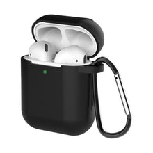 Заредете изображение във визуализатора на галерията – Case for AirPods 2 / AirPods 1 silicone soft cover for headphones + keychain carabiner pendant black (case D) - TopMag
