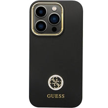 Заредете изображение във визуализатора на галерията – Guess GUHCP14LM4DGPK case for iPhone 14 Pro - black Silicone Logo Strass 4G

