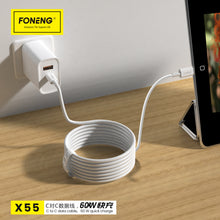 Заредете изображение във визуализатора на галерията – Foneng Cable X55 - Type C to Type C - PD 60W 2 metres white
