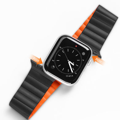 Dux Ducis Magnetic Strap Watch Strap 7/6/5/4/3/2 / SE (41/40 / 38mm) Magnetic Band Black / Orange (Chain Version) - TopMag