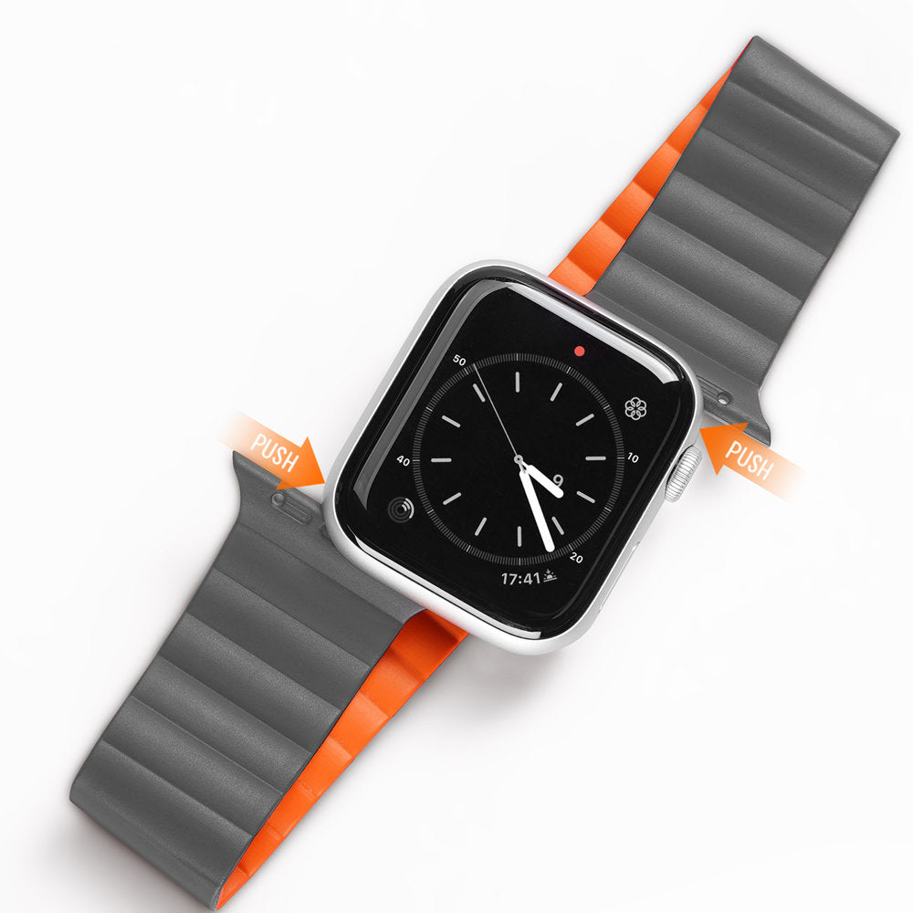 Dux Ducis Magnetic Strap Watch Strap 7/6/5/4/3/2 / SE (41/40 / 38mm) Magnetic Gray Orange (Chain Version) - TopMag