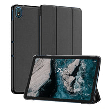Заредете изображение във визуализатора на галерията – DUX DUCIS Domo foldable cover, tablet case with Smart Sleep function, Nokia T20 stand black - TopMag
