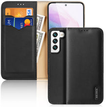 Заредете изображение във визуализатора на галерията – Dux Ducis Hivo Leather Flip Cover Genuine Leather Wallet For Cards And Documents Samsung Galaxy S22 Black - TopMag
