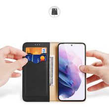 Заредете изображение във визуализатора на галерията – Dux Ducis Hivo Leather Flip Cover Genuine Leather Wallet For Cards And Documents Samsung Galaxy S22 Black - TopMag
