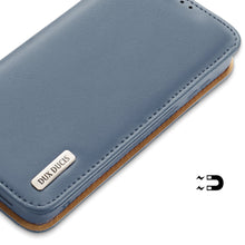 Заредете изображение във визуализатора на галерията – Dux Ducis Hivo Leather Flip Cover Genuine Leather Wallet For Cards And Documents Samsung Galaxy S22 Blue - TopMag
