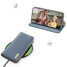 Заредете изображение във визуализатора на галерията – Dux Ducis Hivo Leather Flip Cover Genuine Leather Wallet For Cards And Documents Samsung Galaxy S22 Blue - TopMag
