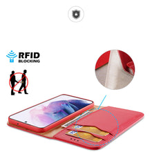 Заредете изображение във визуализатора на галерията – Dux Ducis Hivo Leather Flip Cover Genuine Leather Wallet For Cards And Documents Samsung Galaxy S22 Red - TopMag
