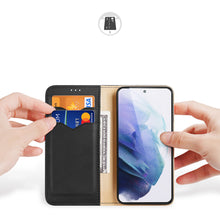 Заредете изображение във визуализатора на галерията – Dux Ducis Hivo Leather Flip Cover Genuine Leather Wallet For Cards And Documents Samsung Galaxy S22 + (S22 Plus) Black - TopMag
