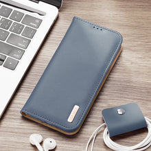 Заредете изображение във визуализатора на галерията – Dux Ducis Hivo Leather Flip Cover Genuine Leather Wallet For Cards And Documents Samsung Galaxy S22 + (S22 Plus) Blue - TopMag
