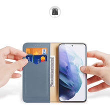 Заредете изображение във визуализатора на галерията – Dux Ducis Hivo Leather Flip Cover Genuine Leather Wallet For Cards And Documents Samsung Galaxy S22 + (S22 Plus) Blue - TopMag
