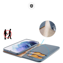 Заредете изображение във визуализатора на галерията – Dux Ducis Hivo Leather Flip Cover Genuine Leather Wallet For Cards And Documents Samsung Galaxy S22 + (S22 Plus) Blue - TopMag
