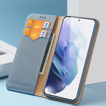 Заредете изображение във визуализатора на галерията – Dux Ducis Hivo Leather Flip Cover Genuine Leather Wallet For Cards And Documents Samsung Galaxy S22 + (S22 Plus) Blue - TopMag
