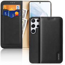 Заредете изображение във визуализатора на галерията – Dux Ducis Hivo Leather Flip Cover Genuine Leather Wallet For Cards And Documents Samsung Galaxy S22 Ultra Black - TopMag
