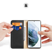 Заредете изображение във визуализатора на галерията – Dux Ducis Hivo Leather Flip Cover Genuine Leather Wallet For Cards And Documents Samsung Galaxy S22 Ultra Black - TopMag
