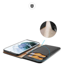 Заредете изображение във визуализатора на галерията – Dux Ducis Hivo Leather Flip Cover Genuine Leather Wallet For Cards And Documents Samsung Galaxy S22 Ultra Black - TopMag
