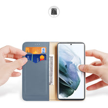 Заредете изображение във визуализатора на галерията – Dux Ducis Hivo Leather Flip Cover Genuine Leather Wallet For Cards And Documents Samsung Galaxy S22 Ultra Blue - TopMag
