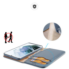 Заредете изображение във визуализатора на галерията – Dux Ducis Hivo Leather Flip Cover Genuine Leather Wallet For Cards And Documents Samsung Galaxy S22 Ultra Blue - TopMag
