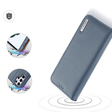 Заредете изображение във визуализатора на галерията – Dux Ducis Hivo Leather Flip Cover Genuine Leather Wallet For Cards And Documents Samsung Galaxy S22 Ultra Blue - TopMag
