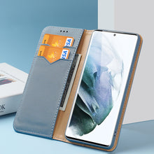 Заредете изображение във визуализатора на галерията – Dux Ducis Hivo Leather Flip Cover Genuine Leather Wallet For Cards And Documents Samsung Galaxy S22 Ultra Blue - TopMag
