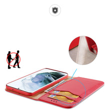 Заредете изображение във визуализатора на галерията – Dux Ducis Hivo Leather Flip Cover Genuine Leather Wallet For Cards And Documents Samsung Galaxy S22 Ultra Red - TopMag
