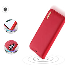 Заредете изображение във визуализатора на галерията – Dux Ducis Hivo Leather Flip Cover Genuine Leather Wallet For Cards And Documents Samsung Galaxy S22 Ultra Red - TopMag
