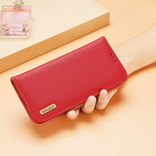 Заредете изображение във визуализатора на галерията – Dux Ducis Hivo Leather Flip Cover Genuine Leather Wallet For Cards And Documents Samsung Galaxy S22 Ultra Red - TopMag
