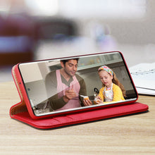 Заредете изображение във визуализатора на галерията – Dux Ducis Hivo Leather Flip Cover Genuine Leather Wallet For Cards And Documents Samsung Galaxy S22 Ultra Red - TopMag
