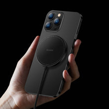 Заредете изображение във визуализатора на галерията – Baseus Simple Mini2 15W Magnetic Qi Wireless Charger Compatible with MagSafe Black (CCJJ010001) - TopMag
