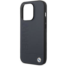 Заредете изображение във визуализатора на галерията – Case BMW BMHMP14XSLLNA iPhone 14 Pro Max 6.7" navy/navy hardcase Leather Hot Stamp MagSafe
