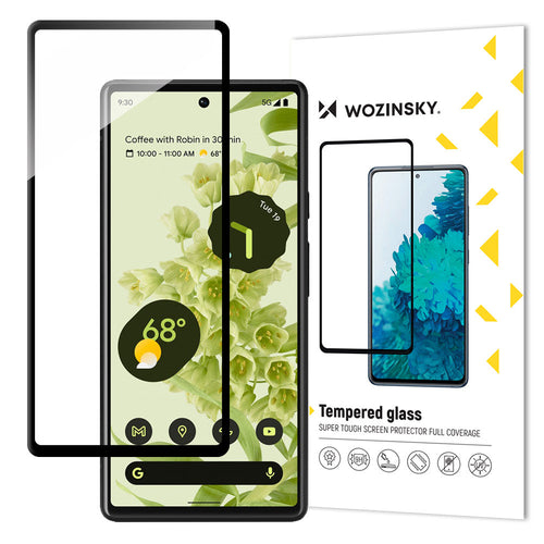 Wozinsky super durable Full Glue tempered glass full screen with frame Case Friendly Google Pixel 6 black - TopMag