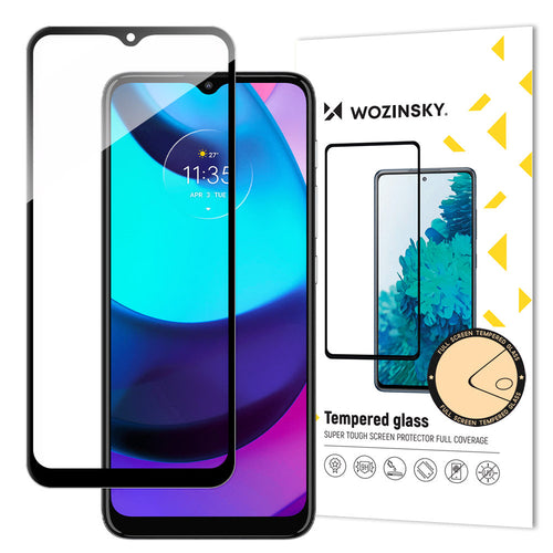 Wozinsky Super Durable Full Glue Tempered Glass Full Screen With Frame Case Friendly Motorola Moto E20 Black - TopMag