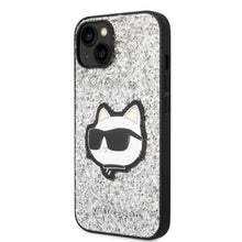 Заредете изображение във визуализатора на галерията – Karl Lagerfeld KLHCP14SG2CPS iPhone 14 6.1" silver/silver hardcase Glitter Choupette Patch
