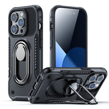 Заредете изображение във визуализатора на галерията – Joyroom Dual Hinge case for iPhone 14 Pro armored case with a stand and a ring holder black
