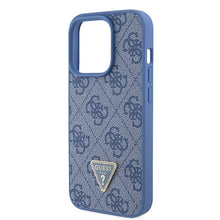 Заредете изображение във визуализатора на галерията – Original Case GUESS hardcase Leather 4G Triangle Strass GUHCP15LP4TDPB for Iphone 15 Pro Blue
