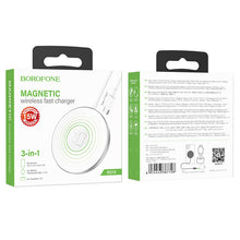 Заредете изображение във визуализатора на галерията – Borofone Wireless induction charger BQ18 Energy magnetic 3 in 1 15W white
