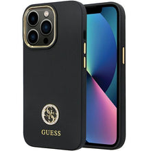 Заредете изображение във визуализатора на галерията – Guess GUHCP13LM4DGPK case for iPhone 13 Pro / 13 - black Silicone Logo Strass 4G
