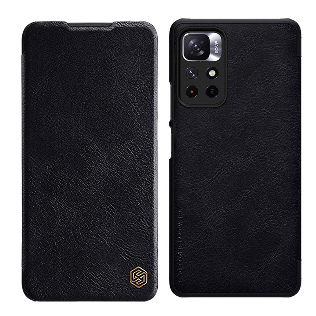 Nillkin Qin Case Case for Xiaomi Redmi Note 11T 5G / Note 11S 5G / Note 11 5G (China) / Poco M4 Pro 5G Camera Protector Holster Cover Flip Cover Black - TopMag