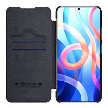 Заредете изображение във визуализатора на галерията – Nillkin Qin Case Case for Xiaomi Redmi Note 11T 5G / Note 11S 5G / Note 11 5G (China) / Poco M4 Pro 5G Camera Protector Holster Cover Flip Cover Black - TopMag
