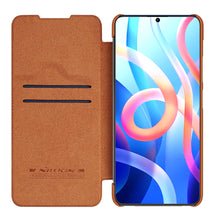 Заредете изображение във визуализатора на галерията – Nillkin Qin Case Case for Xiaomi Redmi Note 11T 5G / Note 11S 5G / Note 11 5G (China) / Poco M4 Pro 5G Camera Protector Holster Cover Flip Cover Brown - TopMag
