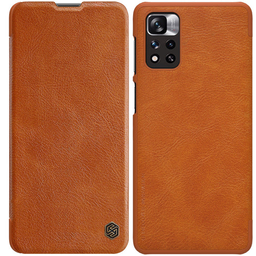 Nillkin Qin Case case for Xiaomi Redmi Note 11 Pro+ (China) / Redmi Note 11 Pro (China) / Mi11i HyperCharge camera cover holster case cover with flap brown - TopMag