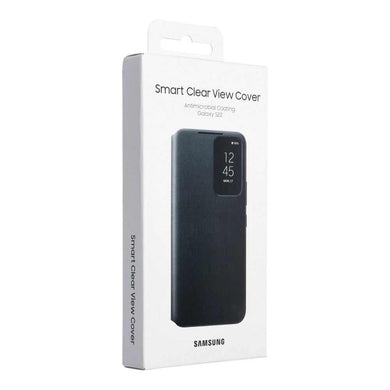 Оригинален smart clear view калъф за samsung galaxy s22 black blister - TopMag